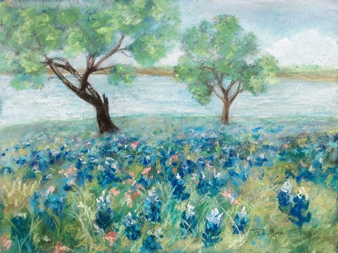 Framed Green Fields I Print