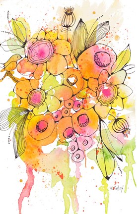 Framed Bursting Wildflowers I Print