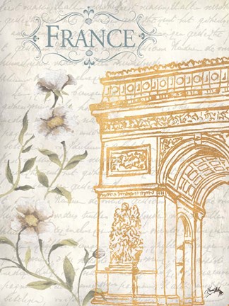 Framed Golden Paris II Print