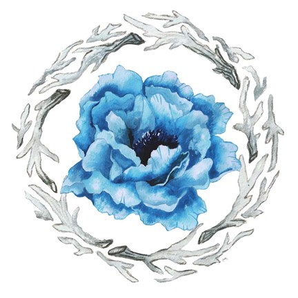 Framed Blue Flower I Print