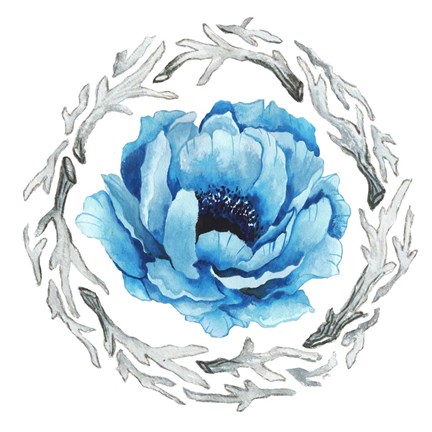 Framed Blue Flower II Print