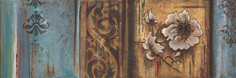 Framed Blue Eclecticism with Floral I Print