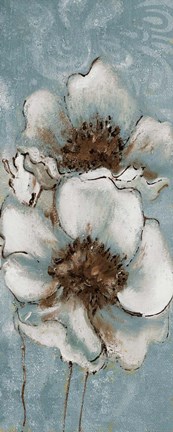 Framed Poppies on Blue I Print