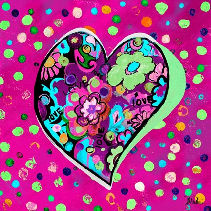 Framed Neon Hearts of Love II Print