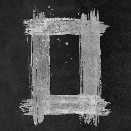 Framed Silver Rectangle on Black Print