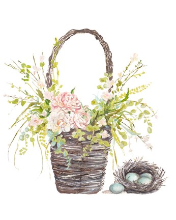 Framed Spring Flower Basket Print