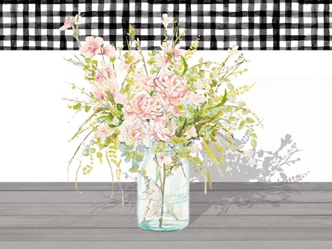 Framed Spring Bouquet in a Glass Jar Print