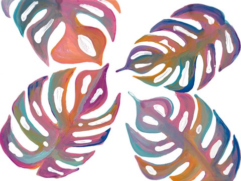 Framed Colorful Palm Leaves I Print