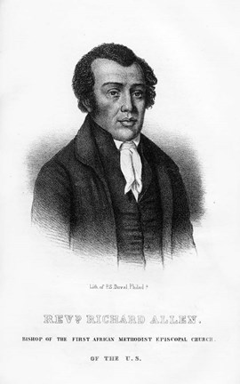 Framed Richard Allen, African American founder of the African Methodist Episcopal Church, (1854) Print