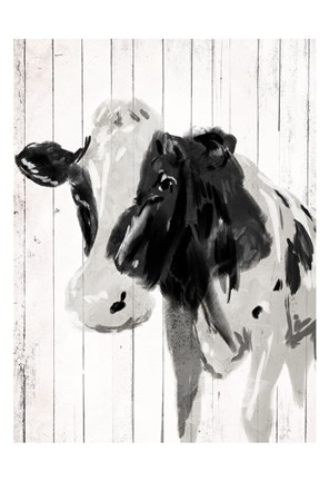 Framed Cow On The Plank Print