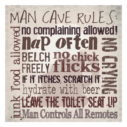 Framed Man Cave Rules Print