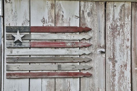 Framed American Flag in Benge Print