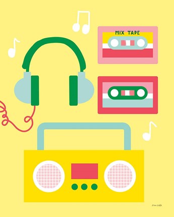 Framed Lets Listen to Music II Print