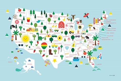 Framed Fun USA Map Print