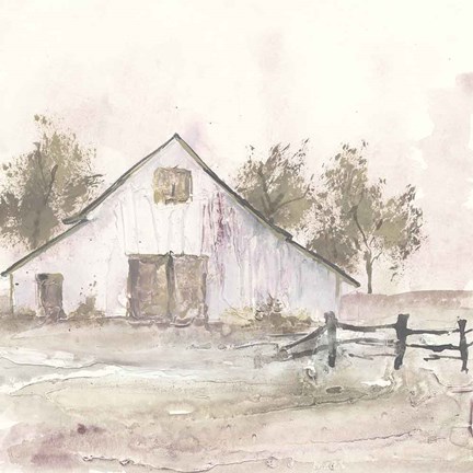 Framed White Barn II Print