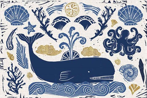 Framed Primitive Sea I Print