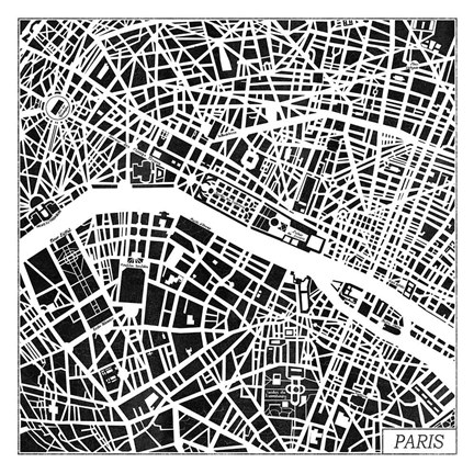 Framed Paris Map Black Print