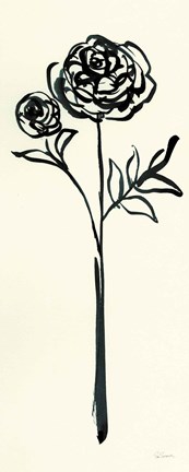 Framed Floral Line I on Cream Print