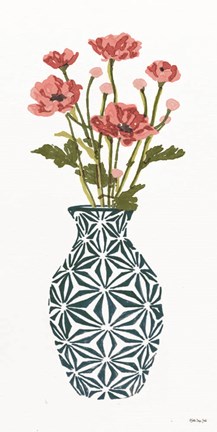 Framed Tile Vase with Bouquet I Print