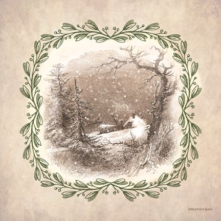 Framed Winter Scene Engraving Print