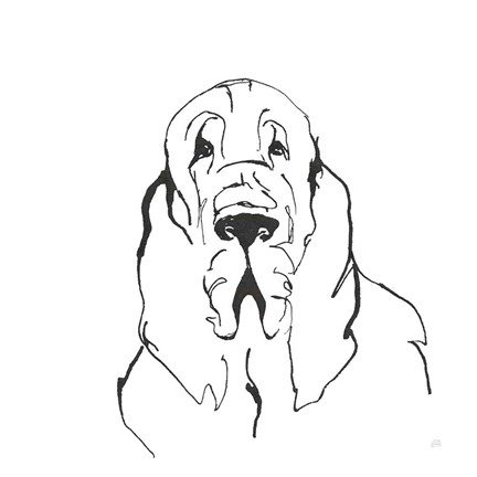 Framed Line Dog Bloodhound II Print