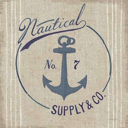 Framed Floursack Nautical IX Burlap Print