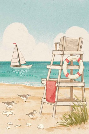 Framed Beach Time III Vertical NW Print