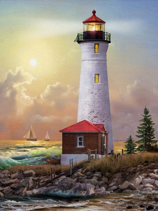 Framed Crisp Point Lighthouse Print
