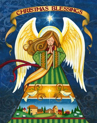 Framed Christmas Blessings Angel Print