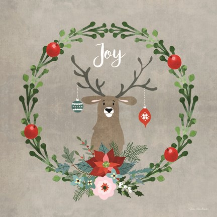 Framed Christmas Deer Print