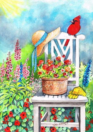 Framed Gardener's Patch With Cardinal Print