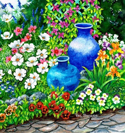 Framed Pots and Pansies Print