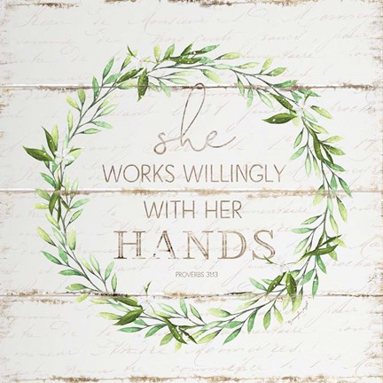 Framed She Works Willingly Print