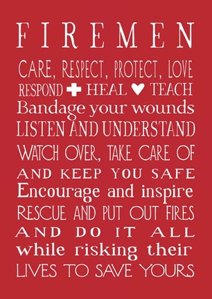 Framed Fireman in Red Print