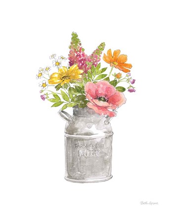 Framed Farmhouse Floral VIII White Print