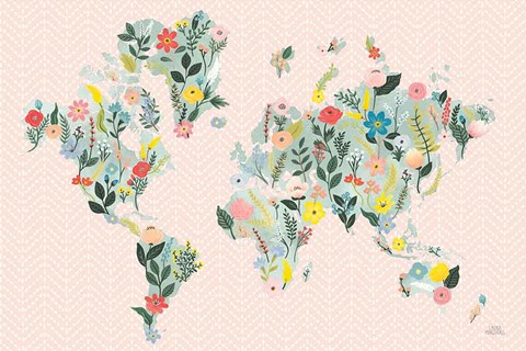 Framed Wild Garden World Blush Print