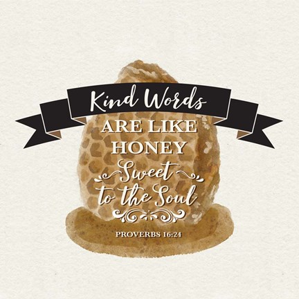 Framed Bee Hive Sentiment II-Kind Words Print