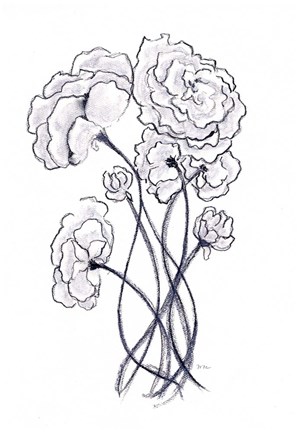 Framed Blossoming Gray II Print