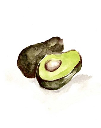 Framed Veggie Sketch plain II-Avocado Print