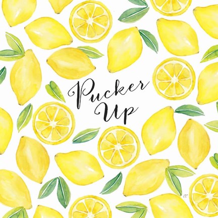 Framed Fresh Fruit Sentiment V-Pucker Up Print