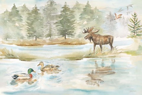 Framed Woodland Reflections landscape II Print