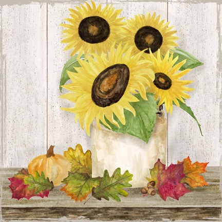 Framed Fall Sunflowers I Print