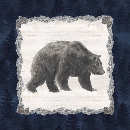 Framed Blue Cliff Mountains I-Bear Print