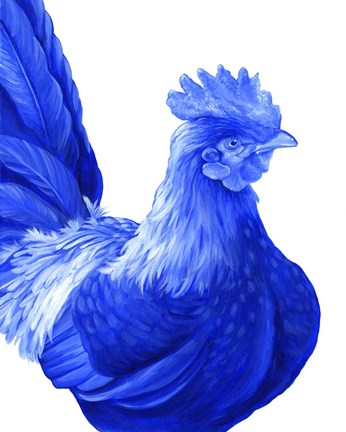 Framed Blue Rooster I Print
