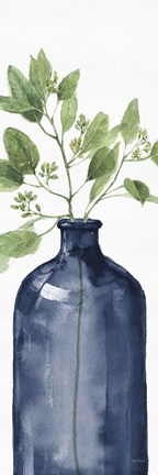 Framed Mixed Greenery I Navy Print