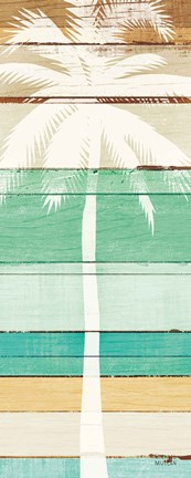 Framed Beachscape Palms V Green Print