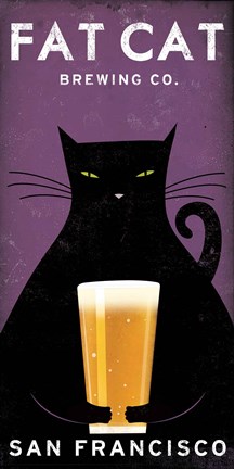 Framed Cat Brewing Print