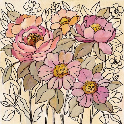 Framed Spring Lace Floral I Print