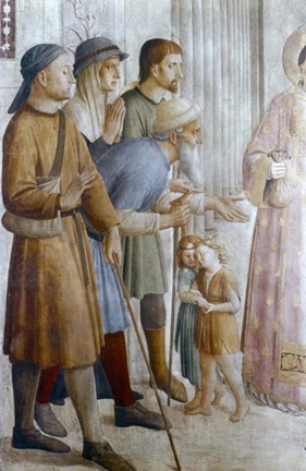 St Laurence Giving Alms to the Poor (Detail), Mid 15th 