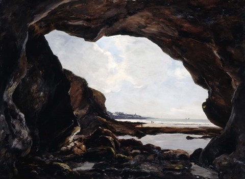 Framed Grotto of Ris, Douarnenez, 1876 Print